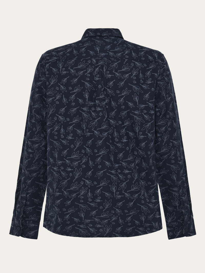 KnowledgeCotton Apparel - MEN SOS Cotton Tencel Printed Shirt - OCS/Vegan Shirts 9921 Blue