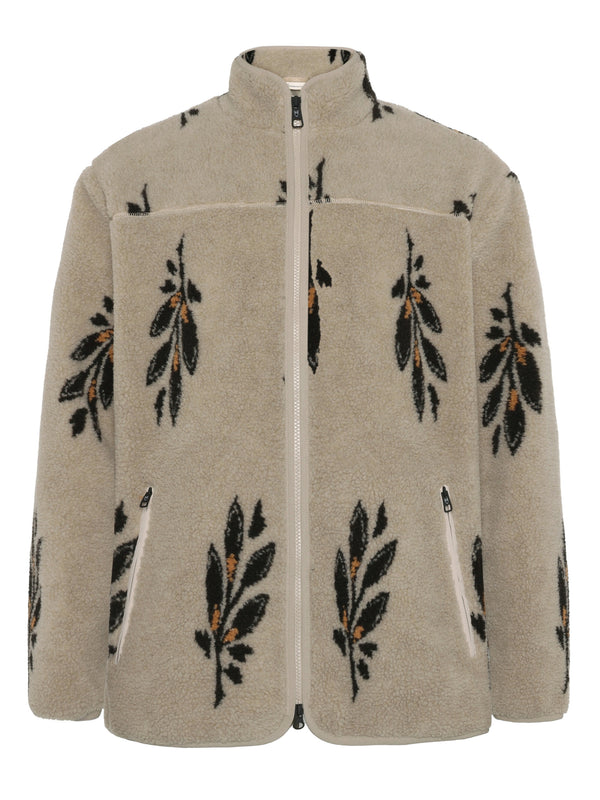 KnowledgeCotton Apparel - MEN SOS Loose Fit AOP Zip Fleece - GRS/Vegan Fleeces 9930 Beige