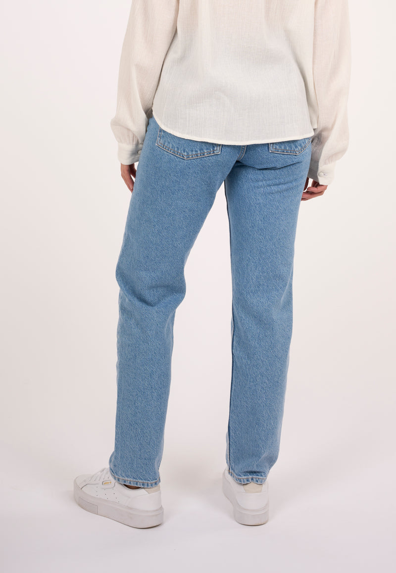 KnowledgeCotton Apparel - WMN STELLA tapered denim jeans light blue REBORN™ Denims 3050 Bleached Stonewash