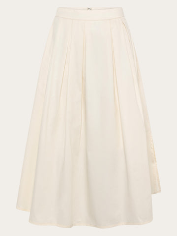 KnowledgeCotton Apparel - WMN Satin pleat skirt Skirts 1387 Egret