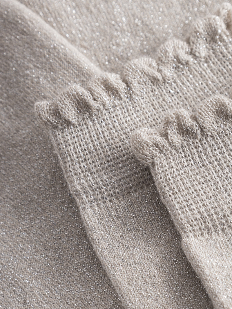 KnowledgeCotton Apparel - WMN Scallop rib edge glitter socks - Socks 1228 Light feather gray