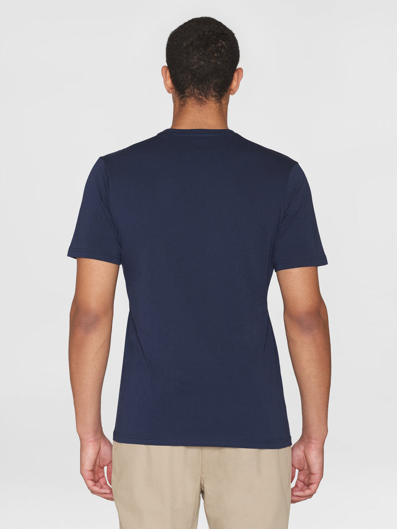 KnowledgeCotton Apparel - MEN Single jersey big crosstitch print t-shirt - GOTS/Vegan T-shirts 1412 Night Sky