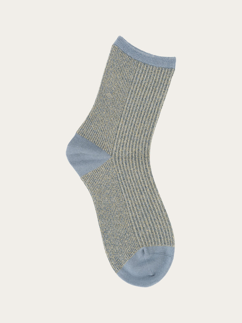 KnowledgeCotton Apparel - WMN Single pack Colorblock rib socks Socks 1361 China Blue