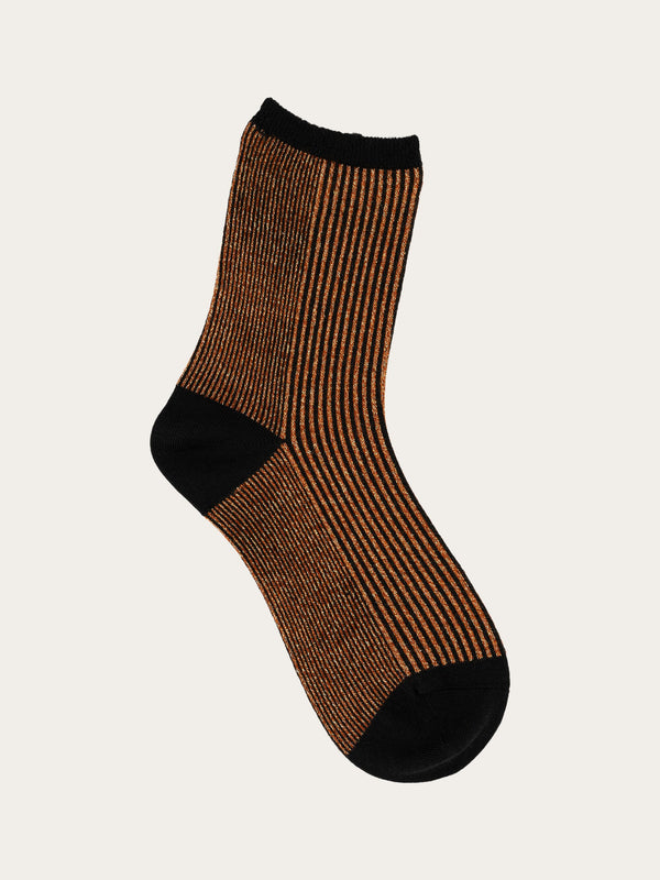 KnowledgeCotton Apparel - WMN Single pack Colorblock rib socks Socks 1367 Autumn Leaf
