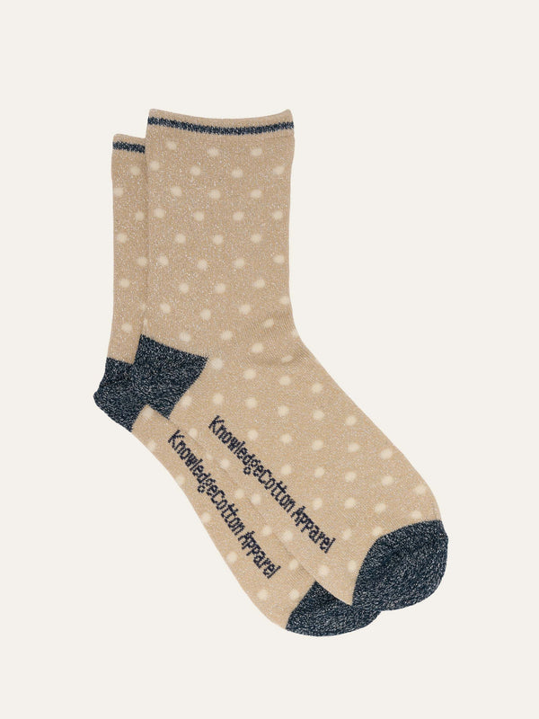 KnowledgeCotton Apparel - WMN Single pack Lurex glitter dot socks Socks 1347 Safari