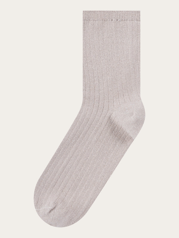 KnowledgeCotton Apparel - WMN Single pack Rib lurex socks Socks 1228 Light feather gray