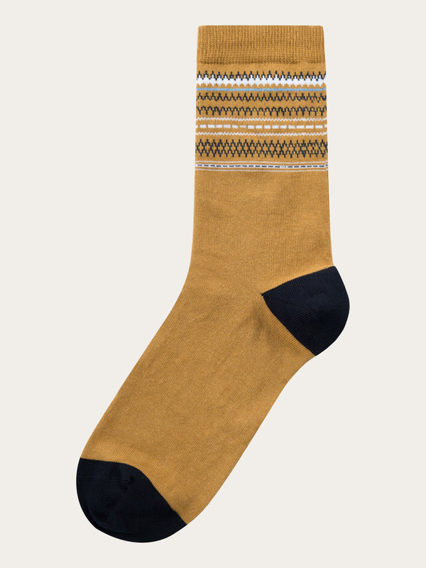 KnowledgeCotton Apparel - MEN Single pack striped sock Socks 8024 Yellow stripe