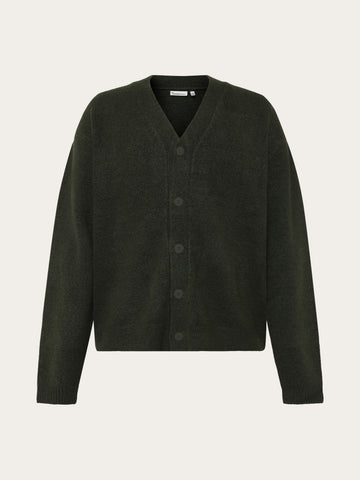 KnowledgeCotton Apparel - MEN Soufflé yarn cardigan Knits 1090 Forest Night