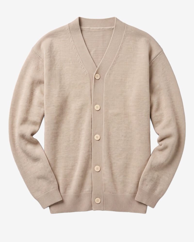 KnowledgeCotton Apparel - MEN Soufflé yarn cardigan Knits 1228 Light feather gray