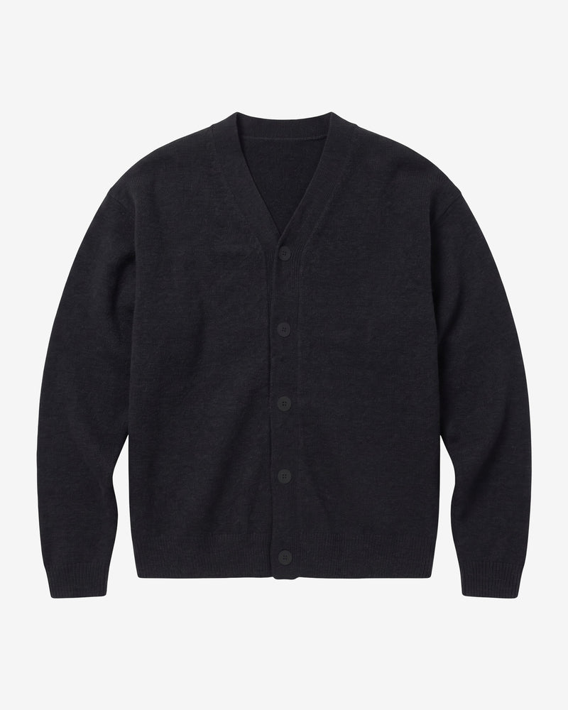 KnowledgeCotton Apparel - MEN Soufflé yarn cardigan Knits 1300 Black Jet