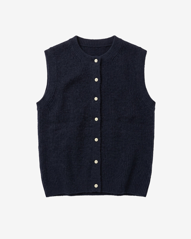 KnowledgeCotton Apparel - WMN Soufflé yarn vest Knits 1300 Black Jet