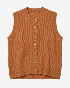 KnowledgeCotton Apparel - WMN Soufflé yarn vest Knits 1499 Lion