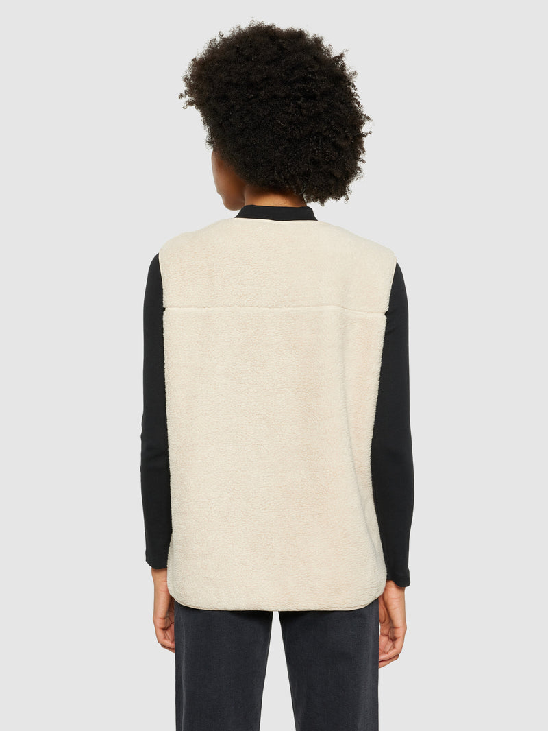 KnowledgeCotton Apparel - WMN Teddy crew neck vest - GRS/Vegan Fleeces 9999 Item Colour
