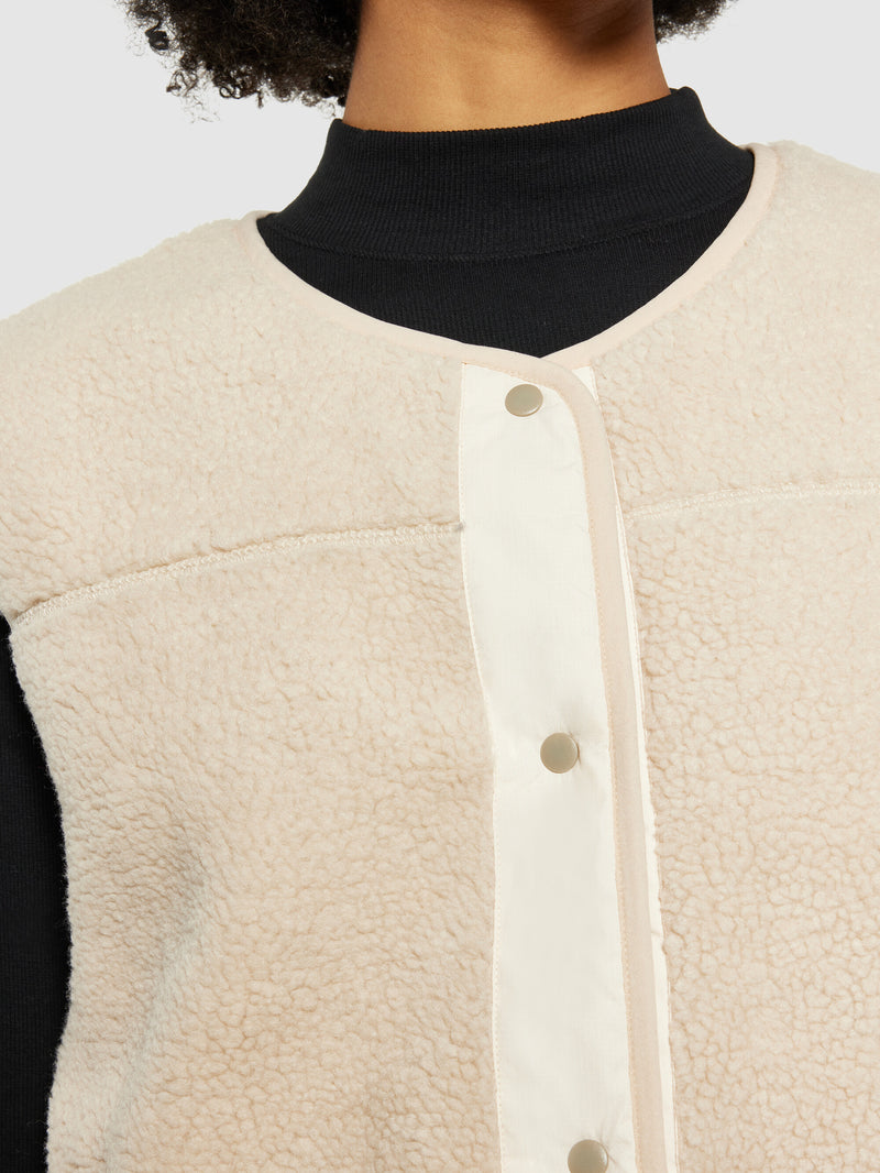 KnowledgeCotton Apparel - WMN Teddy crew neck vest - GRS/Vegan Fleeces 9999 Item Colour