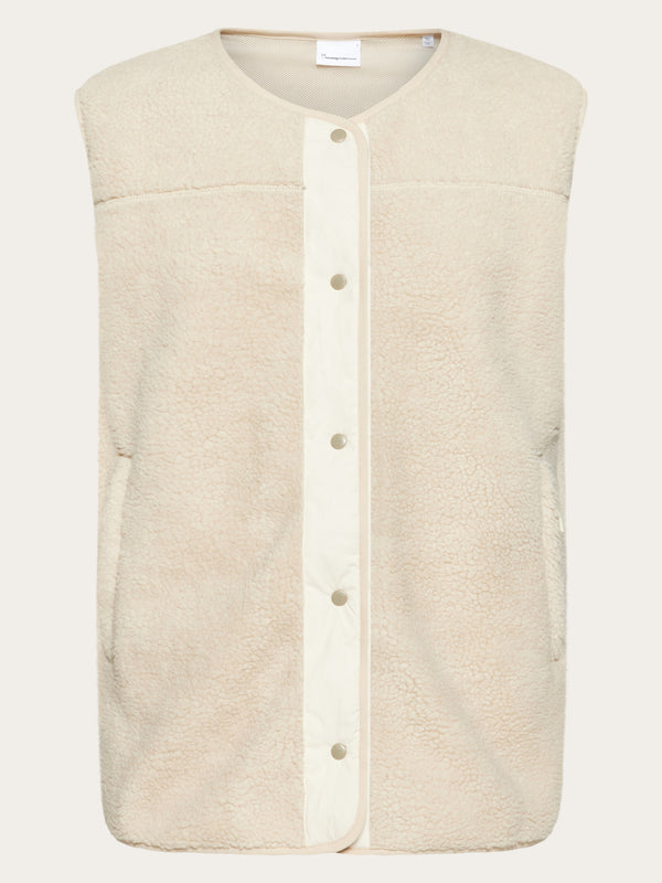 KnowledgeCotton Apparel - WMN Teddy crew neck vest - GRS/Vegan Fleeces 9999 Item Colour
