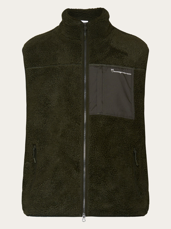 KnowledgeCotton Apparel - MEN Teddy fleece vest Vests 1090 Forrest Night