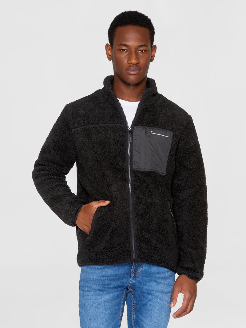 Black teddy fleece jacket on sale