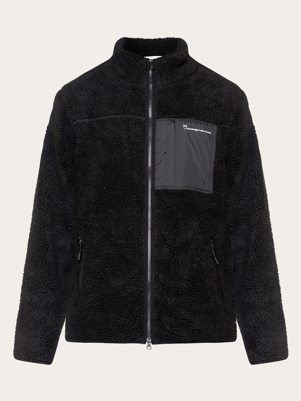 KnowledgeCotton Apparel - MEN Teddy fleece zip sweat Fleeces 1300 Black Jet