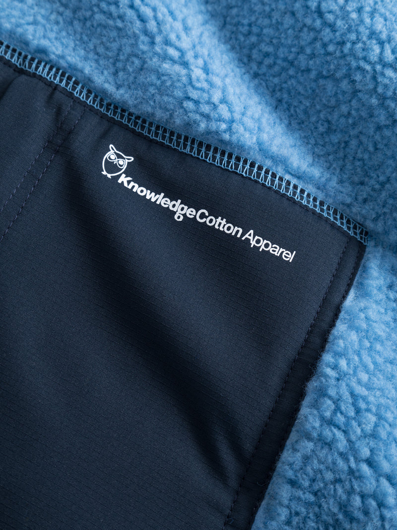 KnowledgeCotton Apparel - MEN Teddy fleece zip sweat Fleeces 1393 Azure Blue