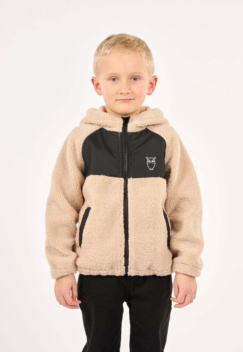 KnowledgeCotton Apparel - YOUNG Teddy zip jacket w. hood Fleeces 9999 Item Colour