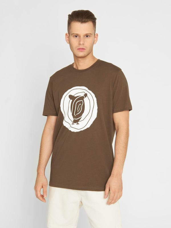 KnowledgeCotton Apparel - MEN Tee in single jersey with wood print T-shirts 1388 Cub