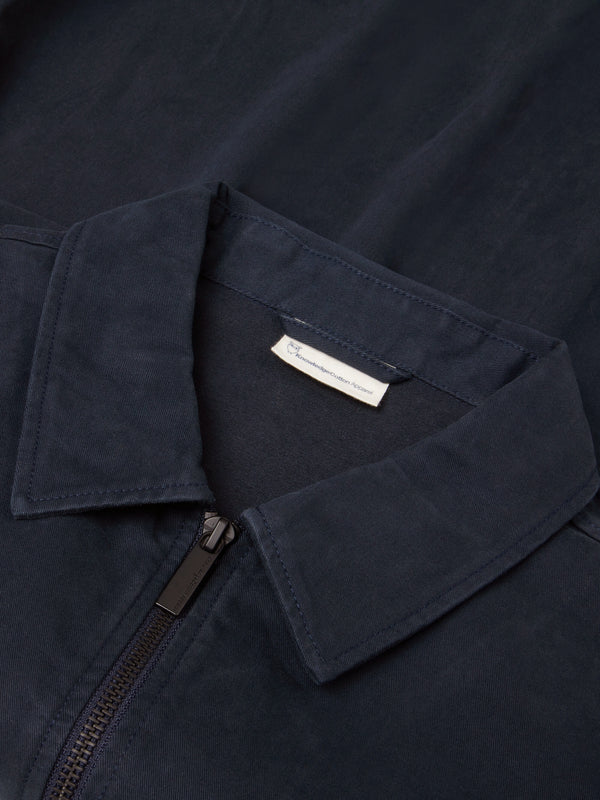 KnowledgeCotton Apparel - MEN Twill zip overshirt Overshirts 1001 Total Eclipse