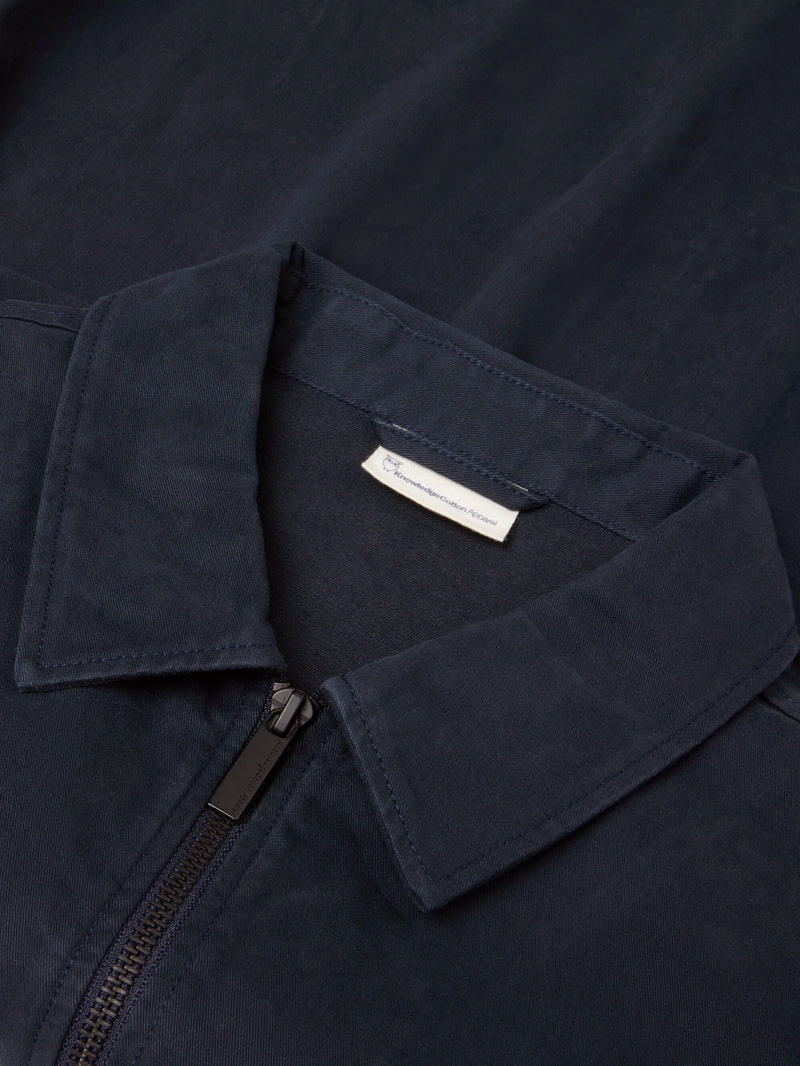 KnowledgeCotton Apparel - MEN Twill zip overshirt Overshirts 1001 Total Eclipse