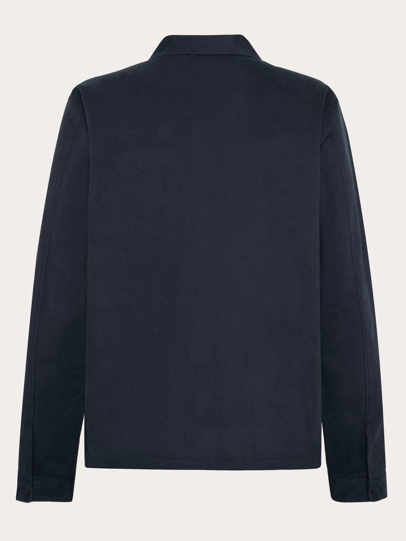 KnowledgeCotton Apparel - MEN Twill zip overshirt Overshirts 1001 Total Eclipse
