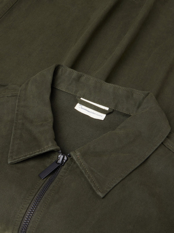 KnowledgeCotton Apparel - MEN Twill zip overshirt Overshirts 1090 Forrest Night