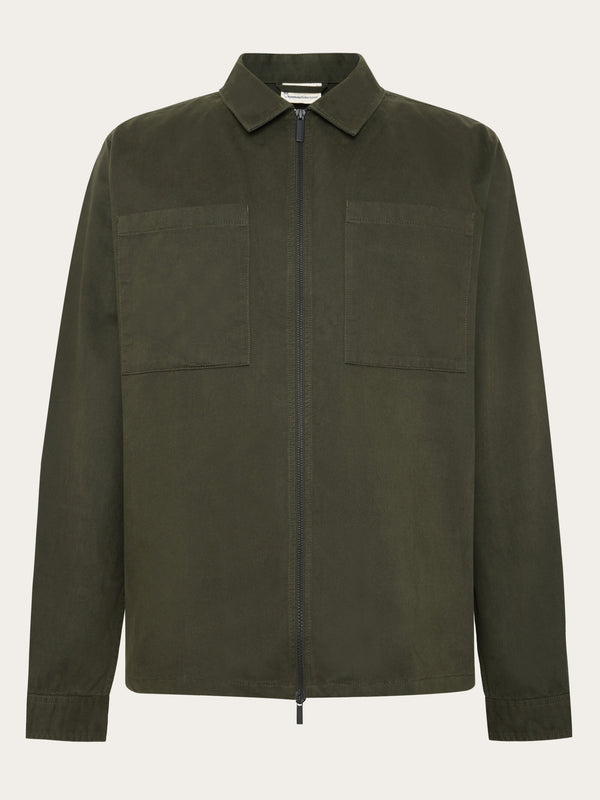 KnowledgeCotton Apparel - MEN Twill zip overshirt Overshirts 1090 Forrest Night