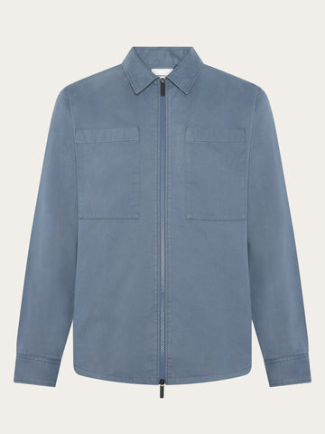 KnowledgeCotton Apparel - MEN Twill zip overshirt Overshirts 1226 Vintage Indigo