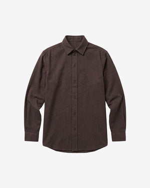 KnowledgeCotton Apparel - WMN Vega relaxed flannel shirt Shirts 1487 Chocolate Torte
