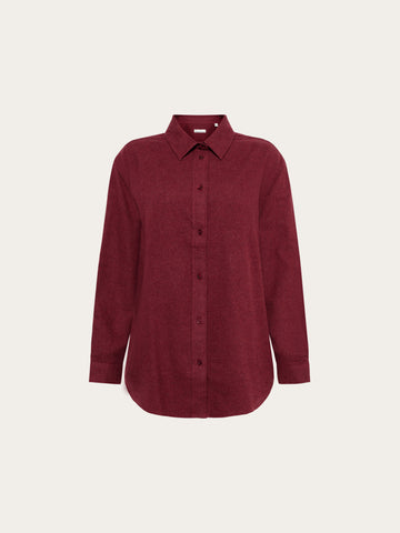 KnowledgeCotton Apparel - WMN Vega relaxed flannel shirt Shirts 1500 Burgundy