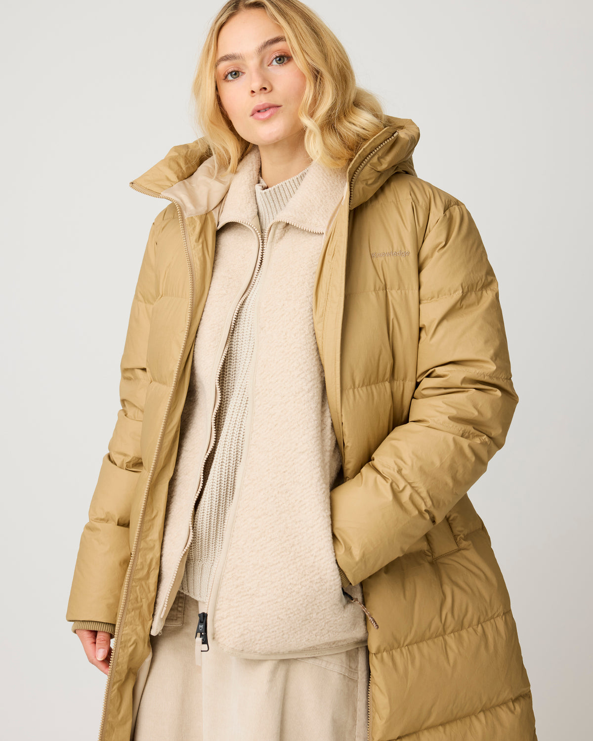 KnowledgeCotton Apparel - WMN Vent 90 puffer coat Jackets 1336 Kelp melange
