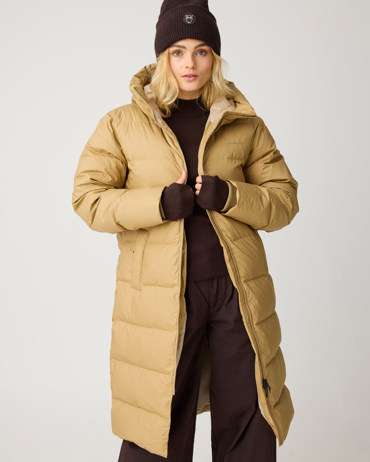 KnowledgeCotton Apparel - WMN Vent 90 puffer coat Jackets 1336 Kelp melange