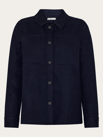 KnowledgeCotton Apparel - WMN Wool Overshirt RWS Jackets 1412 Night Sky