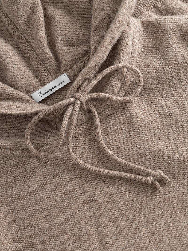 KnowledgeCotton Apparel - WMN Wool hood knit Knits 1336 Kelp melange