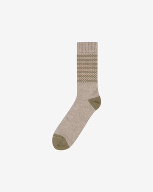KnowledgeCotton Apparel - UNI Wool jacquard socks Socks 9930 Beige
