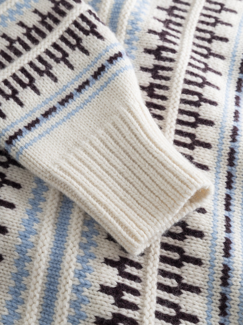 KnowledgeCotton Apparel - WMN Wool pattern boxy crew neck Knits 8020 White stripe