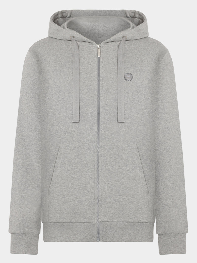 KnowledgeCotton Apparel - MEN Zip hood kangaroo badge sweat Sweats 1012 Grey Melange