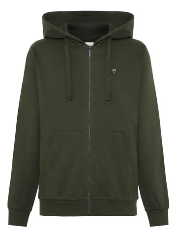 KnowledgeCotton Apparel - MEN Zip hood kangaroo badge sweat Sweats 1090 Forrest Night