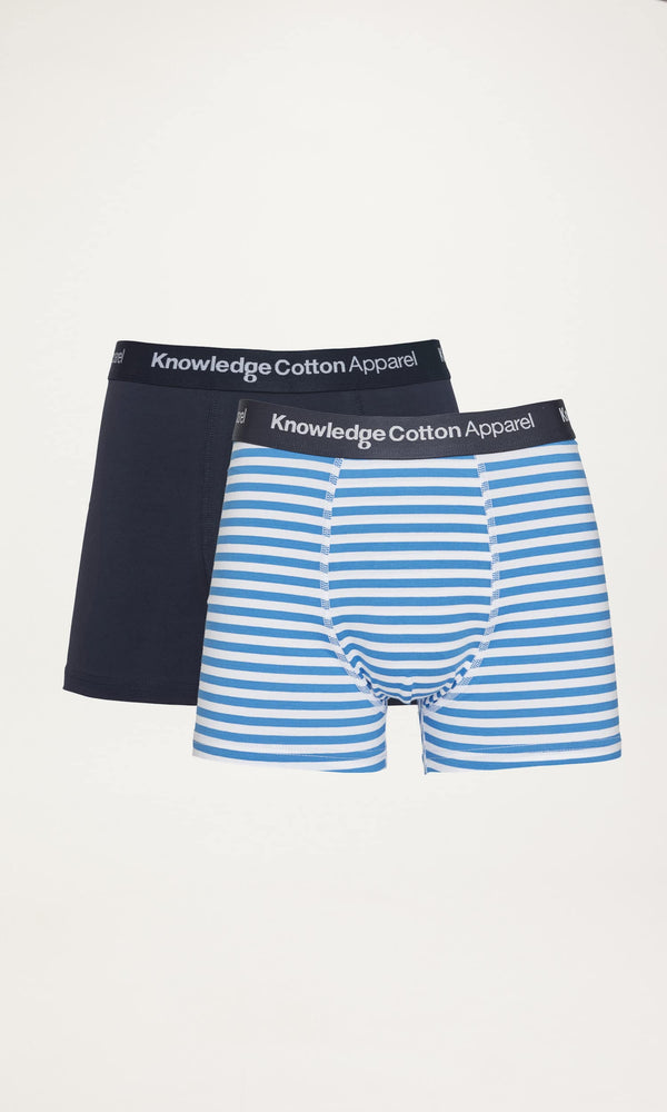 KnowledgeCotton Apparel - MEN 2 pack striped underwear Underwears 1010 Bright White