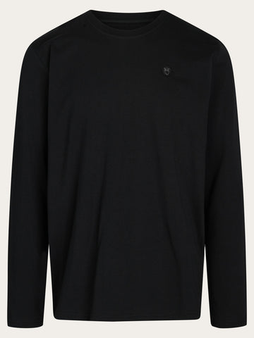 KnowledgeCotton Apparel - MEN Badge long sleeve Long Sleeves 1300 Black Jet