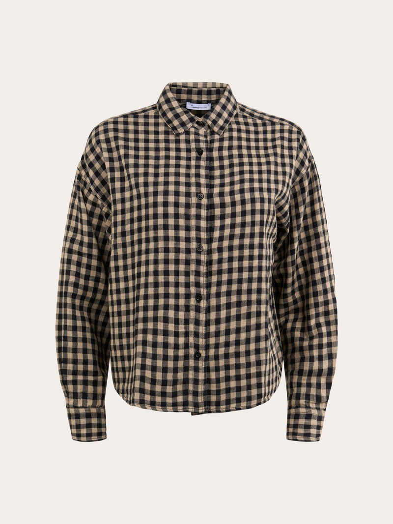KnowledgeCotton Apparel - WMN Boxy check shirt Shirts 1347 Safari