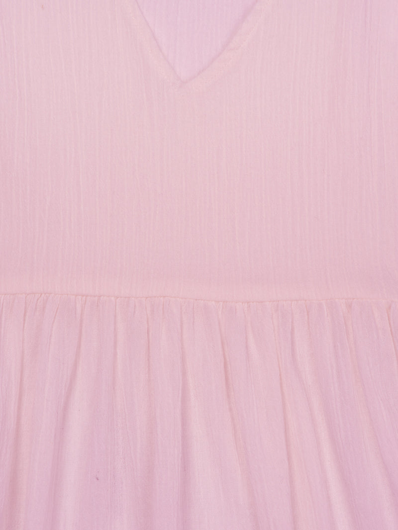 KnowledgeCotton Apparel - WMN Cotton crepe A-shape dress Dresses 1378 Parfait Pink