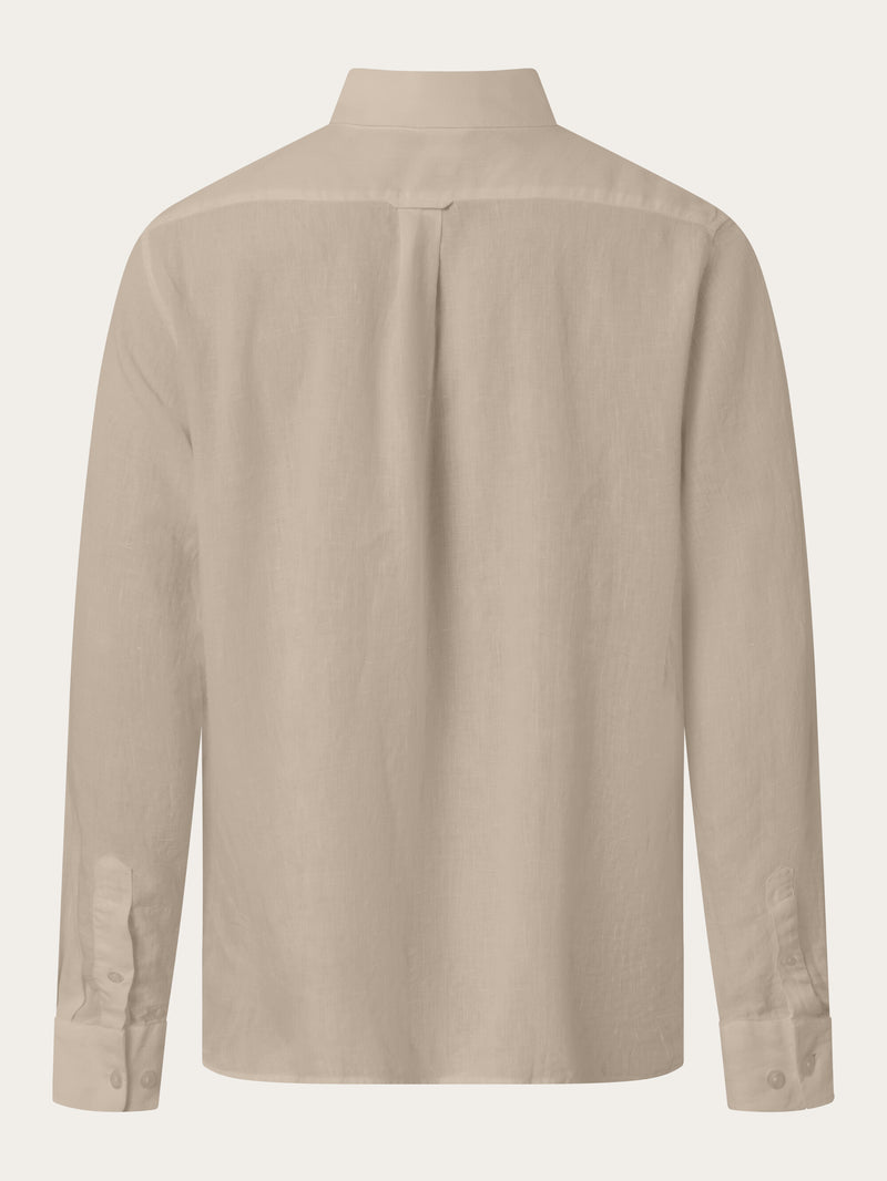 KnowledgeCotton Apparel - MEN Custom fit linen shirt Shirts 1228 Light feather gray