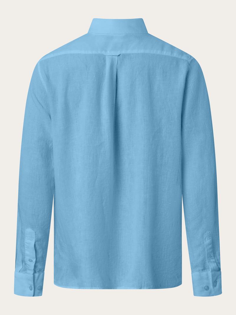 KnowledgeCotton Apparel - MEN Custom fit linen shirt Shirts 1377 Airy Blue