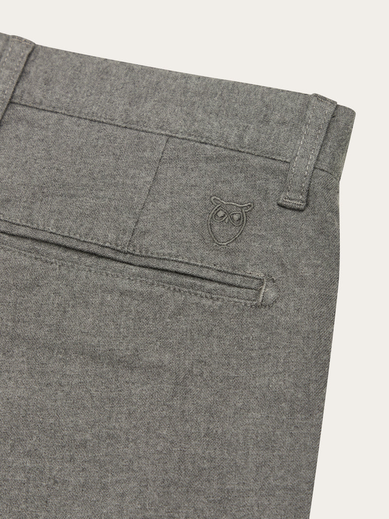 KnowledgeCotton Apparel - MEN LUCA slim flannel chino Pants 1073 Dark Grey Melange