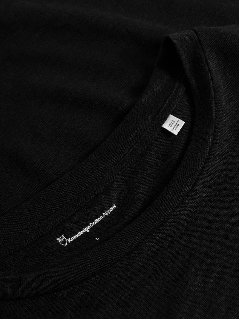 KnowledgeCotton Apparel - MEN Linen t-shirt T-shirts 1300 Black Jet