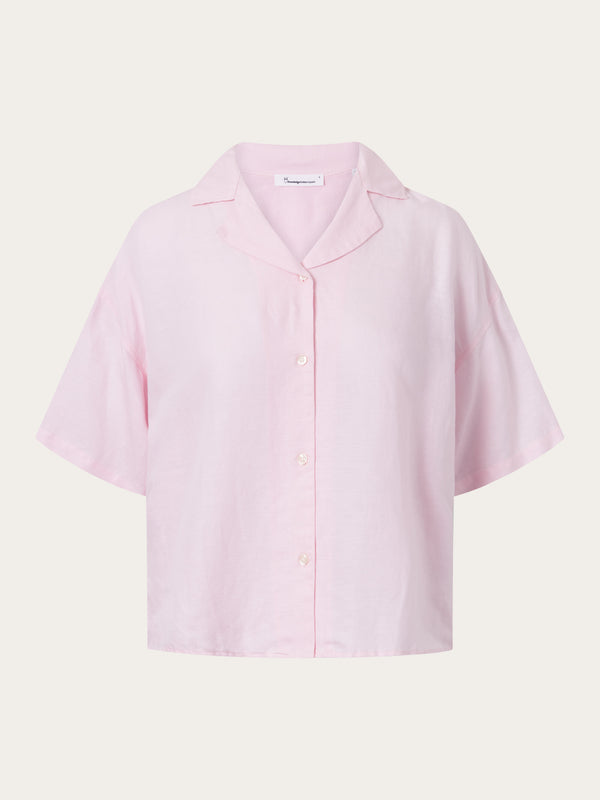 KnowledgeCotton Apparel - WMN Loose Linen Mix Resort SS Shirt Shirts 1378 Parfait Pink